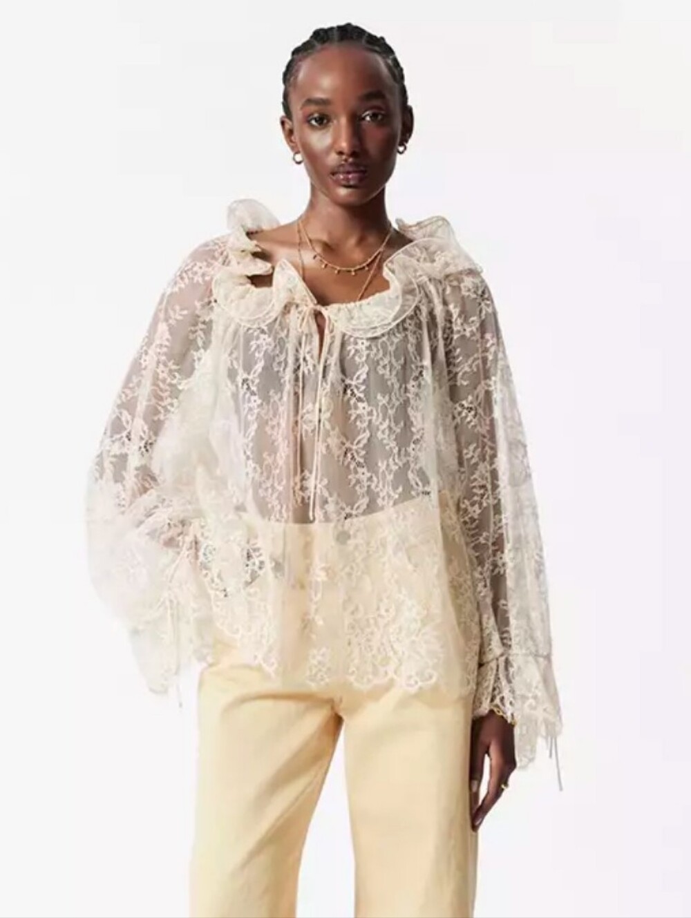 Exquise White Romantic Sheer Lace Blouse Size 6
